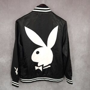 Playboy Jacket‎ Mens Small Black Button Up Logo Bunny